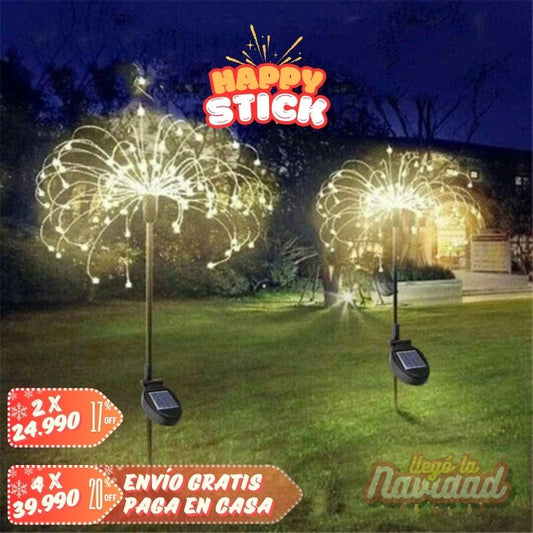 Set De 2 Estacas Led Solares Fuegos Artificiales