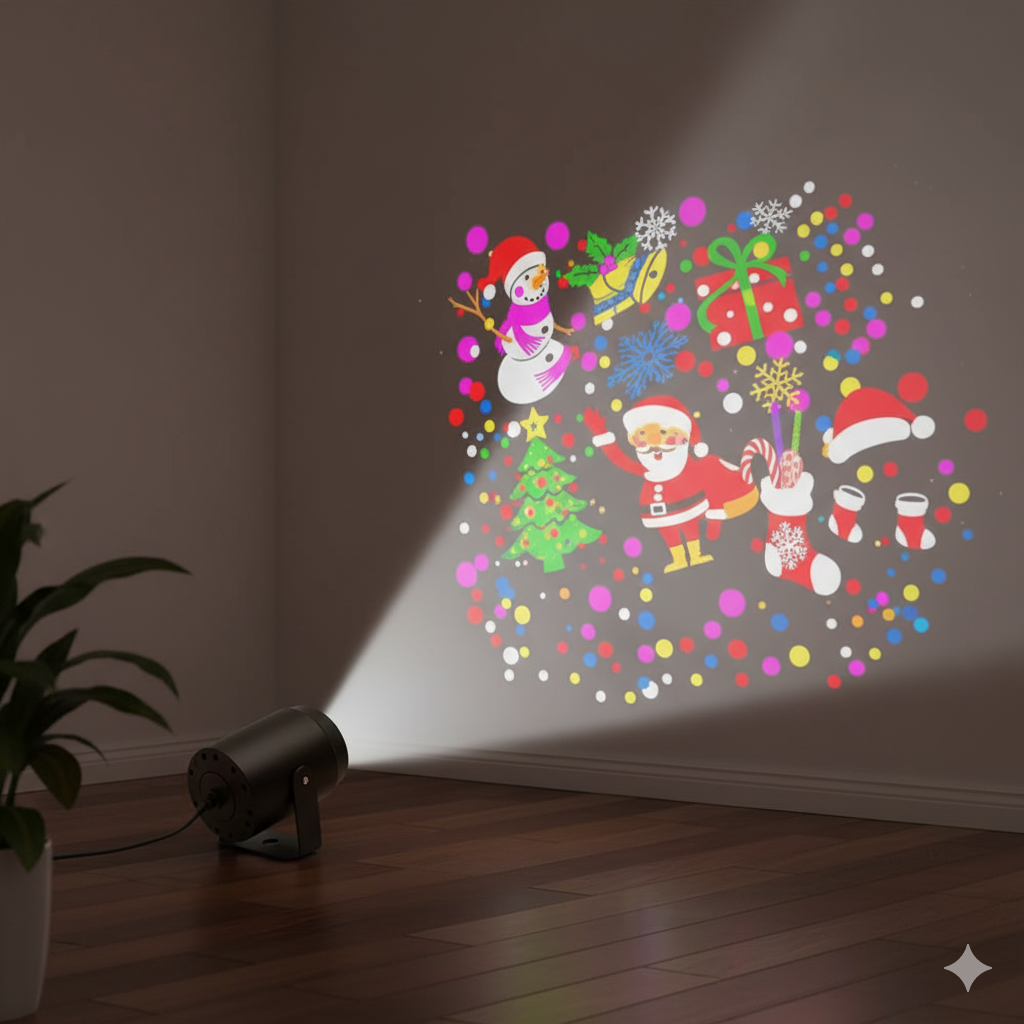Proyector Mágico Navideño a Corriente 4 Tarjetas