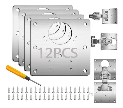 Set de Placas Repara Bisagras Incluye Tornillos