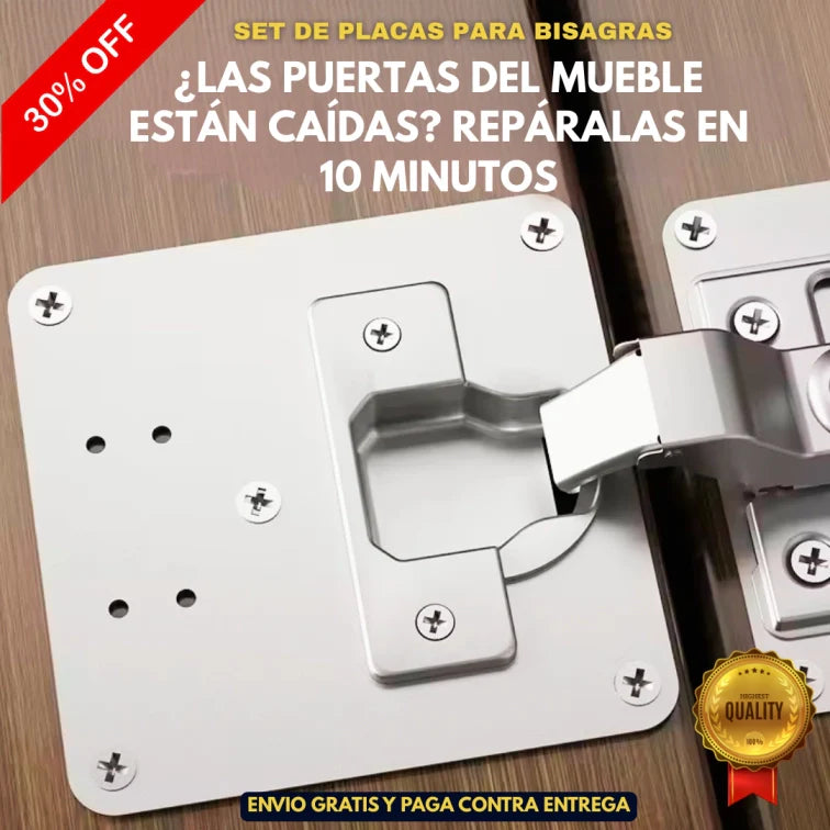 Set de Placas Repara Bisagras Incluye Tornillos